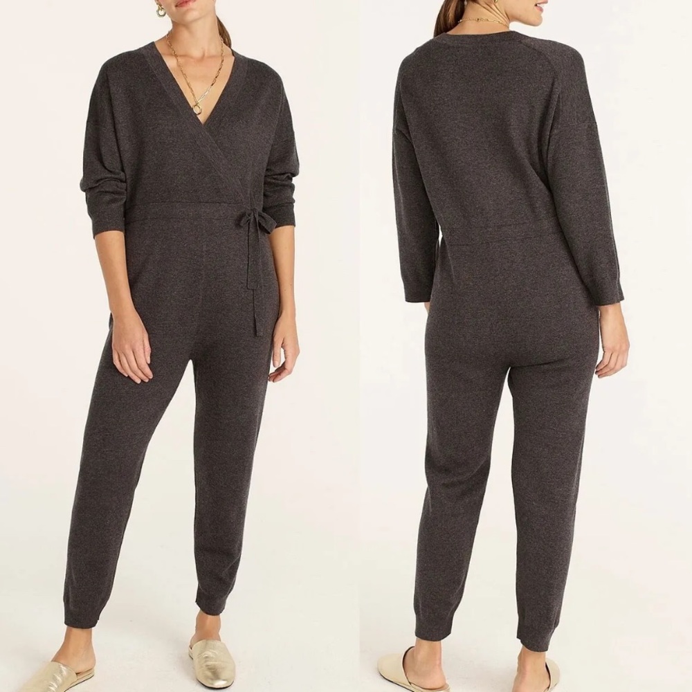 J.Crew, charcoal, gray Marino wool jumpsuit, excellent condition